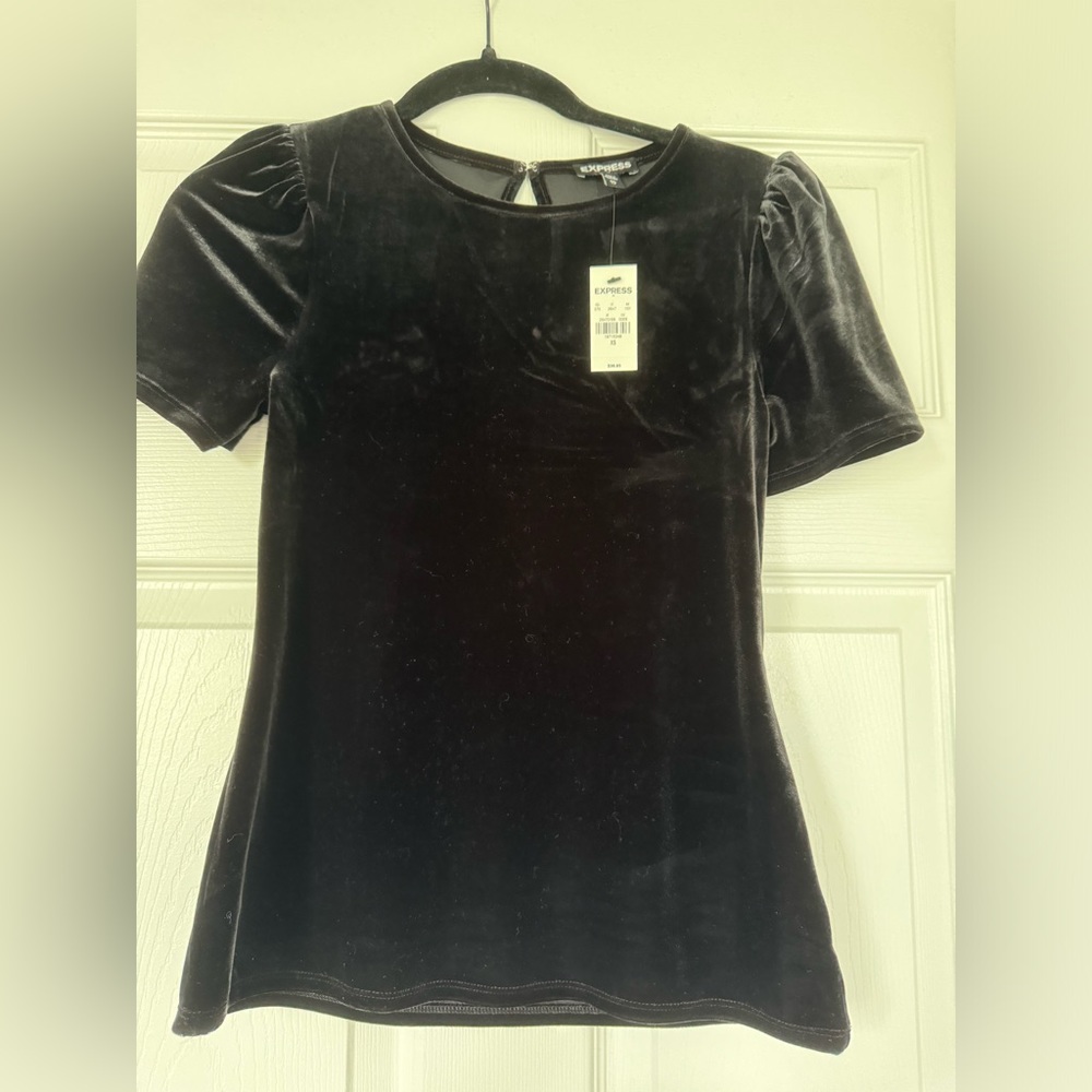 Black velvet dress top from Express